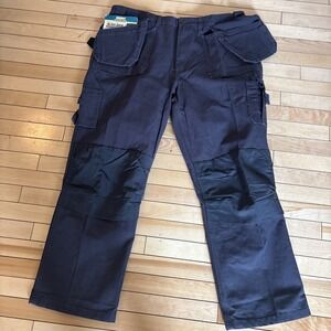 NEW BLAKLADER Canvas Work Pants 1630 Mens 44x32 Blue Knee Pouch Cargo Brawny